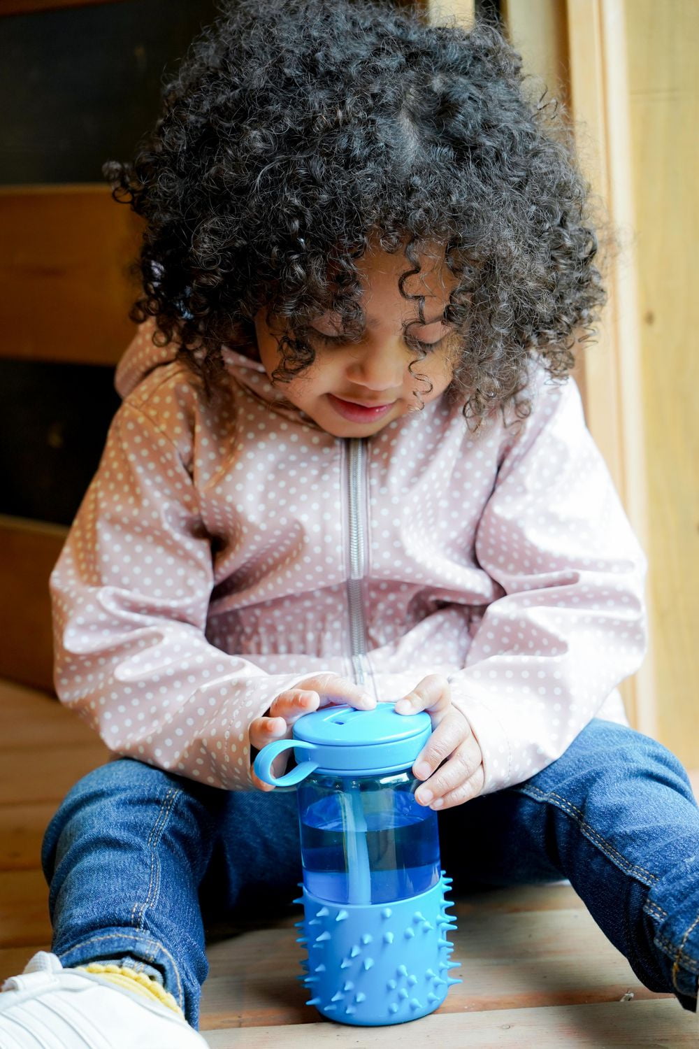 Toddler and Kids Spikey Water Bottle with Straw and handle