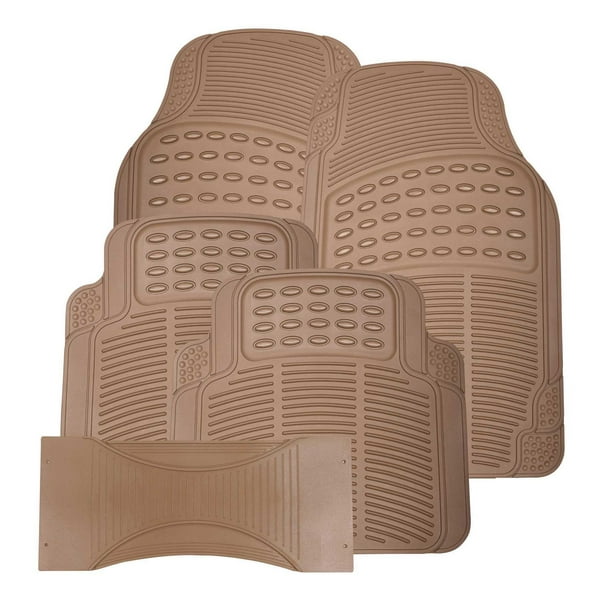 AUTO DRIVE 5PIECE All Season Universal Car Floor Mats Beige, Fits most