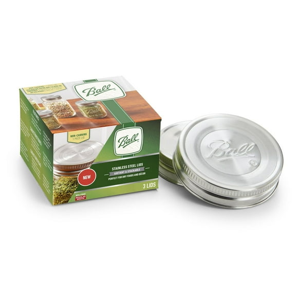 Ball Stainless Steel Mason Jar Lids, Regular Mouth, 3 Pack