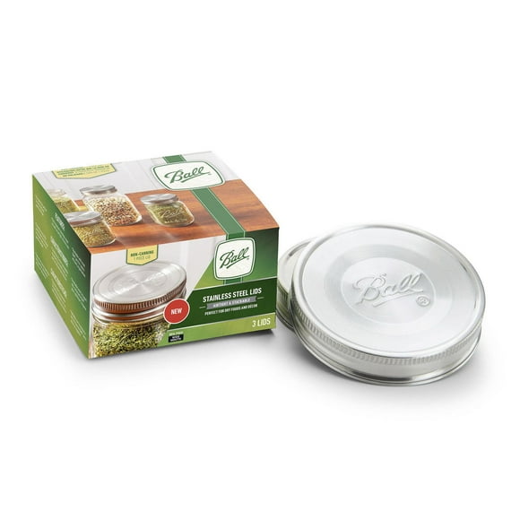 Ball Stainless Steel Mason Jar Lids, Wide Mouth, 3 Pack