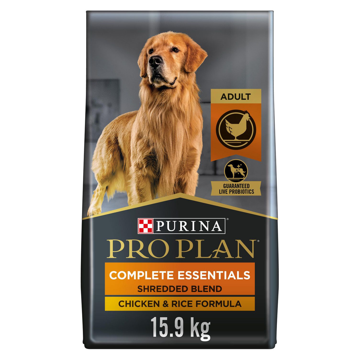Purina Pro Plan Complete Essentials Shredded Blend Chicken  Rice Formula,  Dry Dog Food