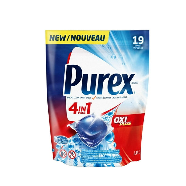 Sachets 4 en 1 de détergent à lessive liquide Purex Oxi Plus 19 brassées