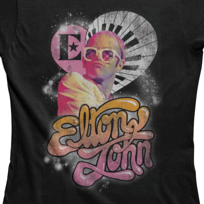 Elton John Short sleeve, Crew Neck T-Shirt for Ladies, Sizes XS to XL