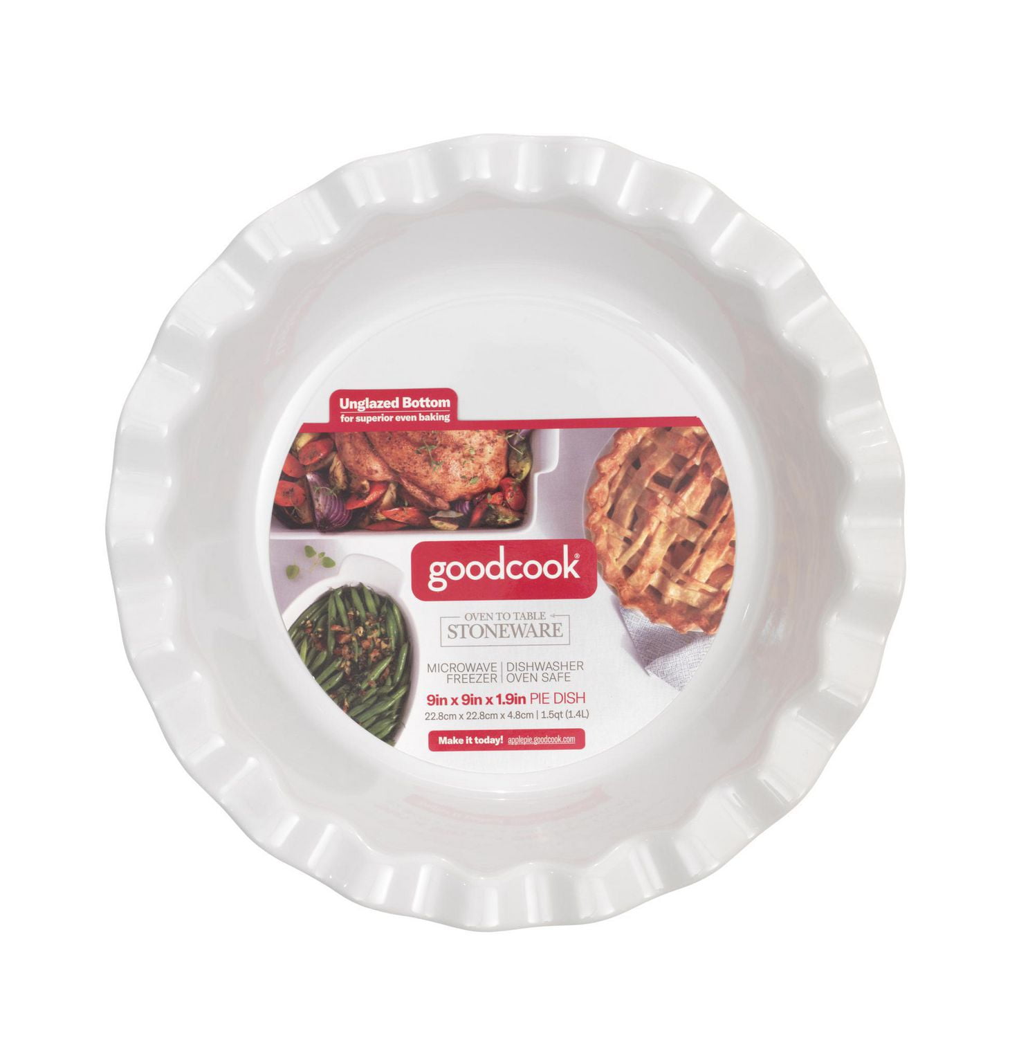 Goodcook Ceramic Pie Dish, 9 x 9 x 1.9IN (1.5Qt) Walmart Canada