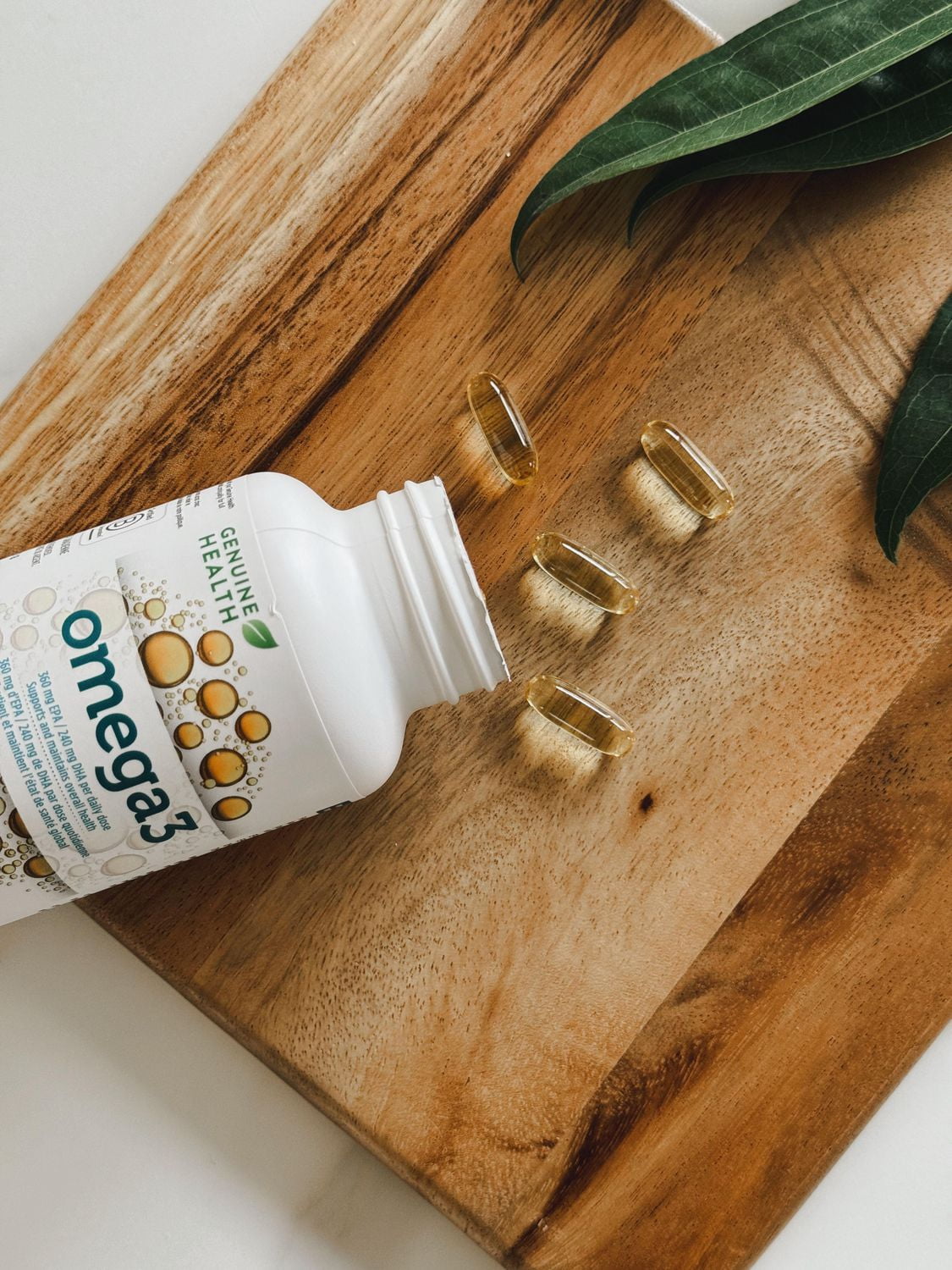 omega3 daily de Genuine Health, 120 gélules 1000mg d'huile poisson, 160mg d'EPA et 100mg DHA.