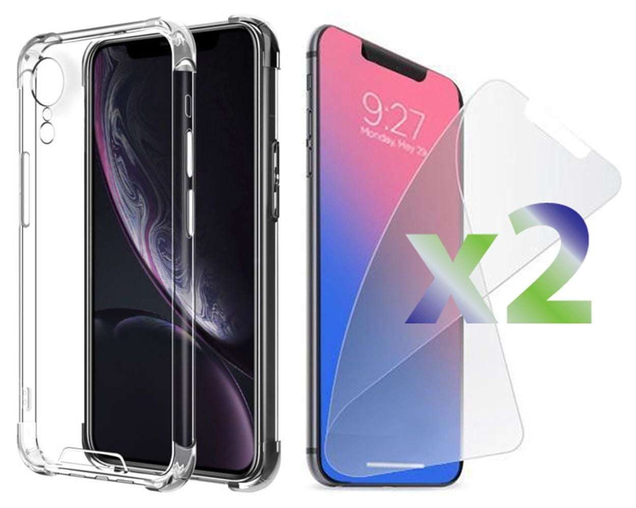 Exian iPhone XR Screen Protectors X 2 and TPU Transparent Case Clear Walmart Canada