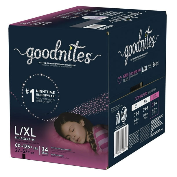 Goodnites Girls' Nighttime Bedwetting Underwear, Jumbo Pack, XS, S