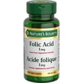 thumbnail image 1 of NATURE'S BOUNTY Supplément d’acide folique, 1&nbsp;mg, aide à réduire le risque d’anomalies du tube neural, pour les femmes de 19&nbsp;ans et plus, sans levure, végétarien, 150&nbsp;comprimés 150 paquet, 1 of 6