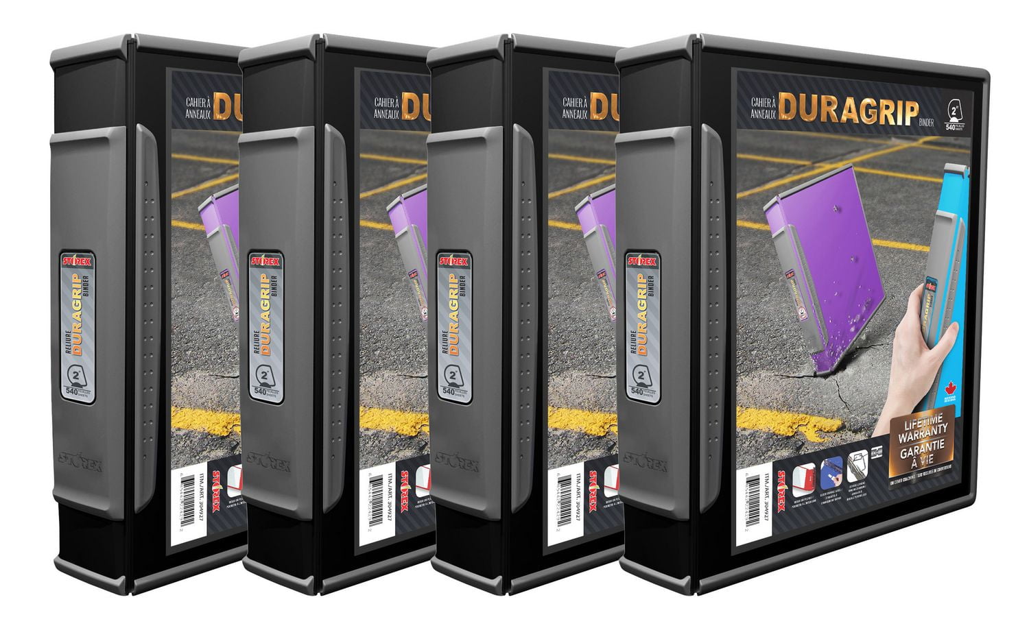 Storex Duragrip View Binder Hard Cover/ 2"Inch DRing/ BlackGray (4