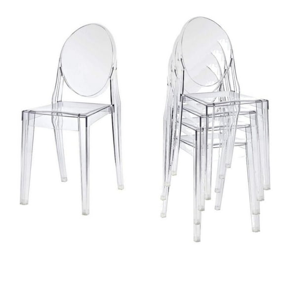 Philip Clear Acrylic Dining Chair Armless, Ghost Dining Chair set 4