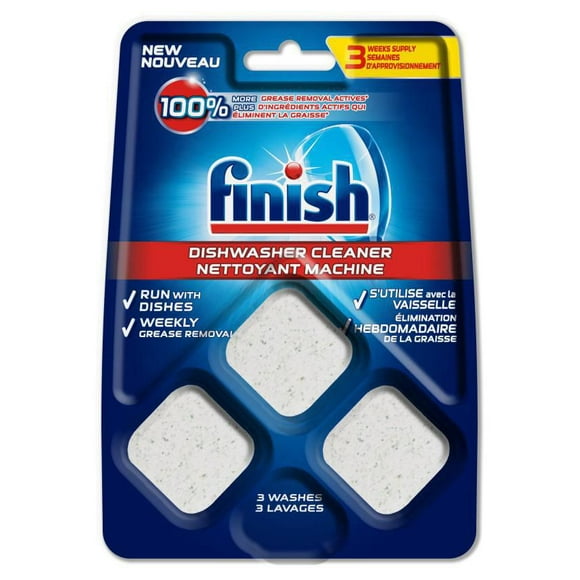 Nettoyant pour lave-vaisselle Finish, nettoyant In-wash, 3 unités, dégraissage, fonctionne avec la vaisselle 3 chefs d'accusation