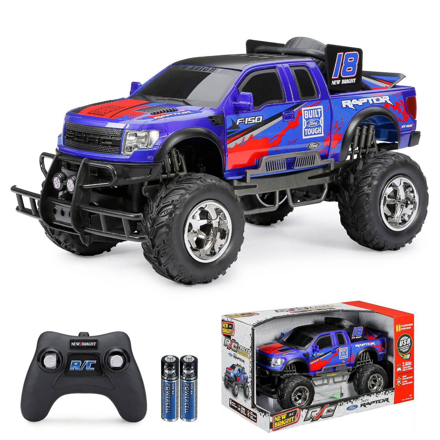 New Bright 1 10 Scale Ford Raptor Remote Control Blue Truck 61078 2B 1 10 RC Ford Raptor