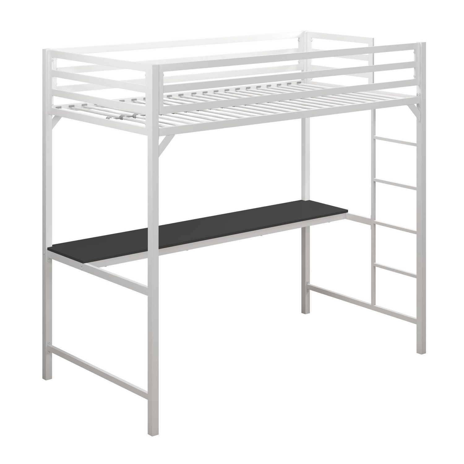 Miles Metal Twin Loft Bed With Desk, Ikea Metal Loft Bed Weight Limit