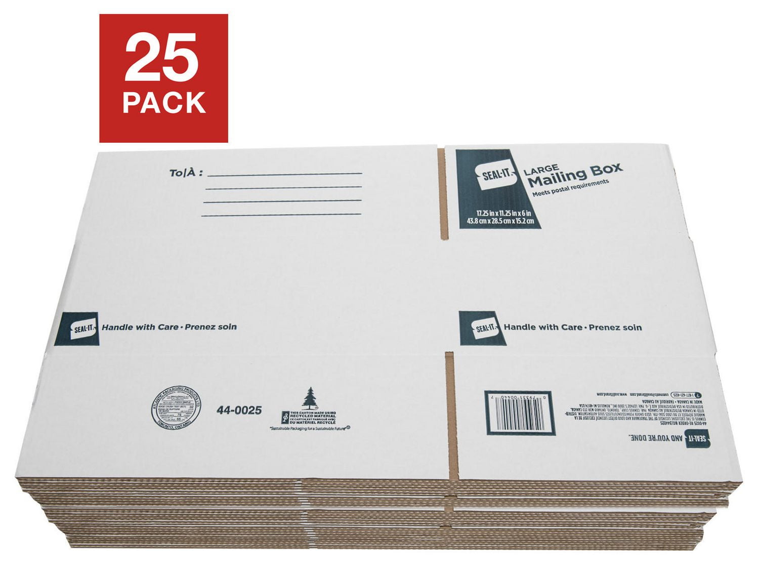 SealIt Large Mailing Box 17.25 x 11.25 x 6 Inches, 25 Pack Walmart