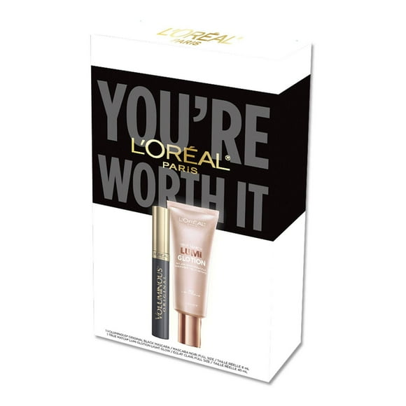 L'Oréal Paris Makeup Gift Set - Voluminous Mascara and Lumi Glotion, Holiday Set