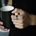 thumbnail image 2 of Stingray Men's modern two-tone black cross ring, 2 of 2