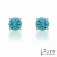 thumbnail image 2 of Aqua CZ Round Prong Set Stud Earrings in Sterling Silver - 4mm, 2 of 2