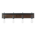 thumbnail image 1 of Mackay 4-Light Vanity Light, Faux Wood Finish, Matte Black Accents, 1 of 9