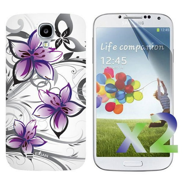 Étui Exian pour Samsung Galaxy S4 à motif floral - violet et blanc