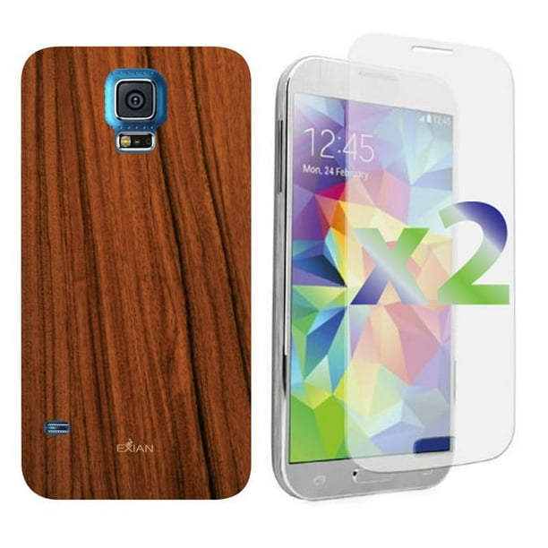 Étui Exian pour Samsung Galaxy S5 à motif de grain de bois