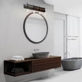 thumbnail image 3 of Mackay 4-Light Vanity Light, Faux Wood Finish, Matte Black Accents, 3 of 9