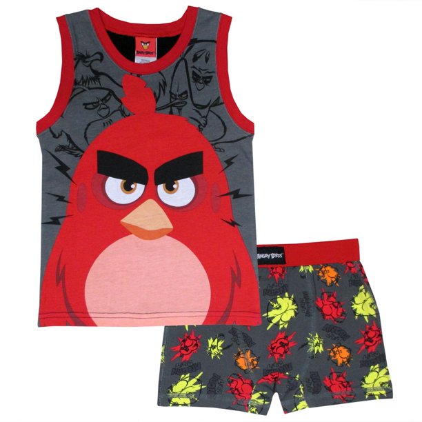 Ensemble 2 pièces pyjama Angry Birds sans manches pour garçons