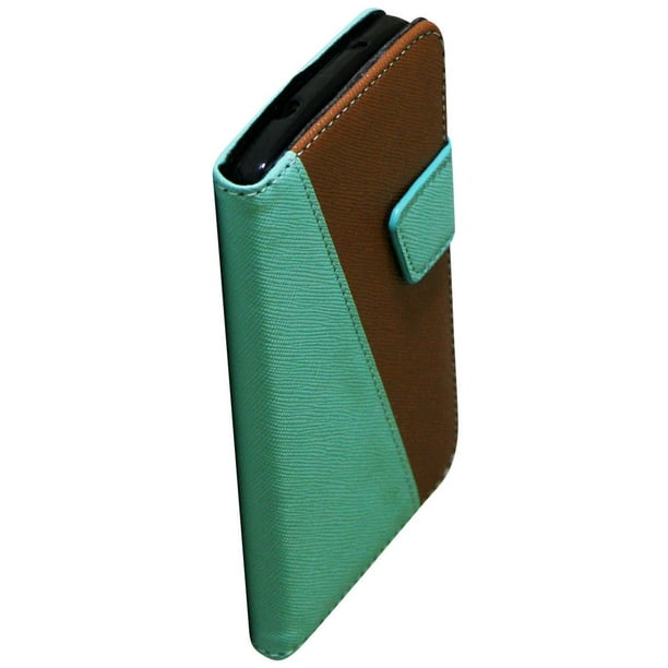Étui portefeuille Exian en cuir pour LG Nexus 5 - vert et brun