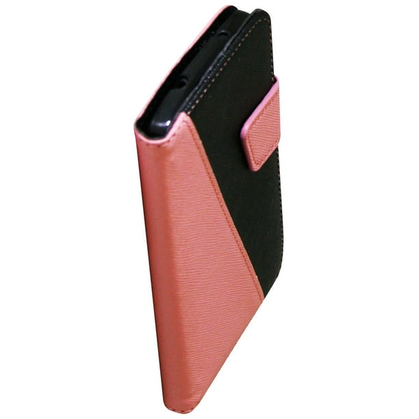 Étui portefeuille Exian en cuir pour LG Nexus 5 - rose et noir