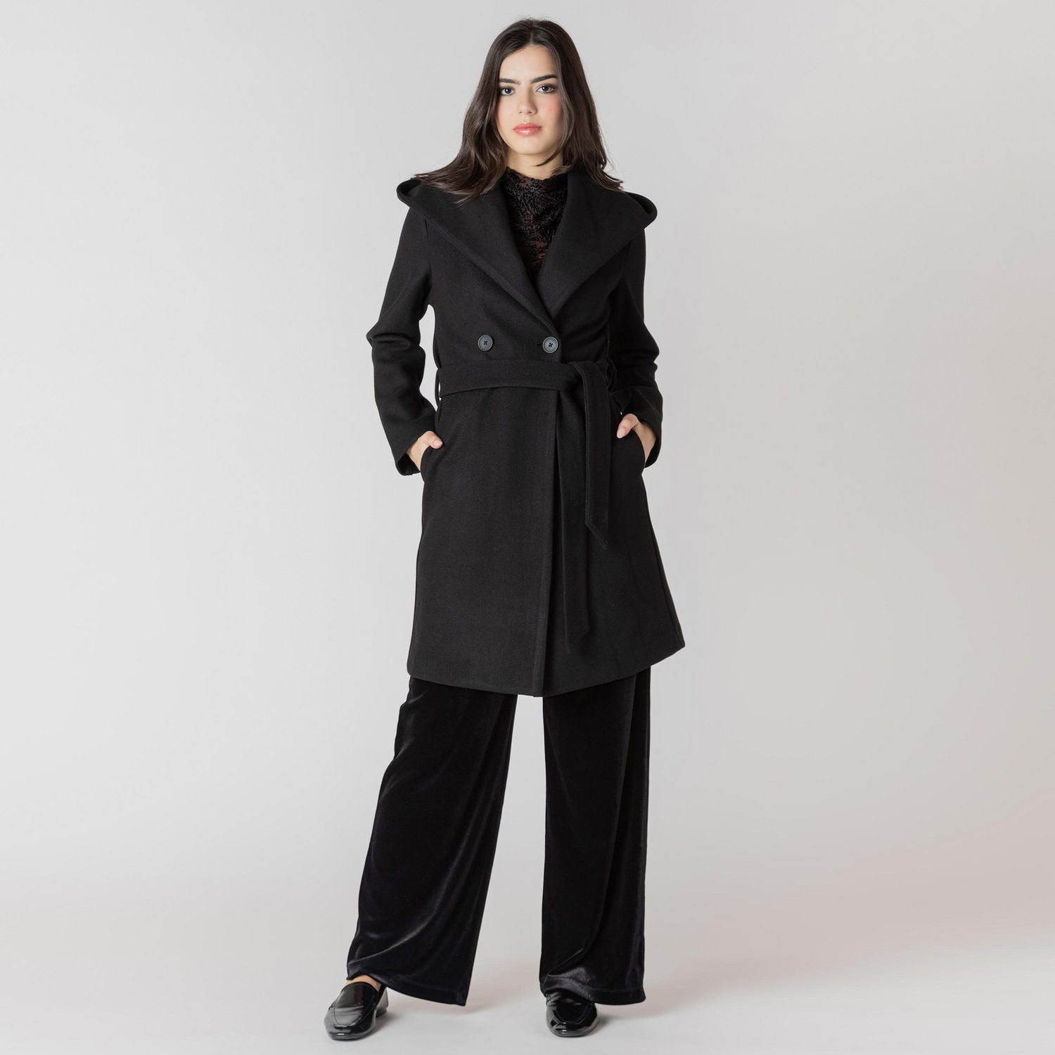 Devoted veste à capuche, manches longues et coupe A-line, avec ceinture