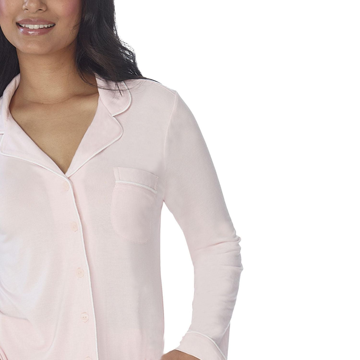 Secret Haut à manches longues boutonné avec passepoill