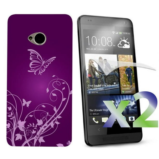 Étui Exian pour HTC One à motif de papillons et fleurs - violet