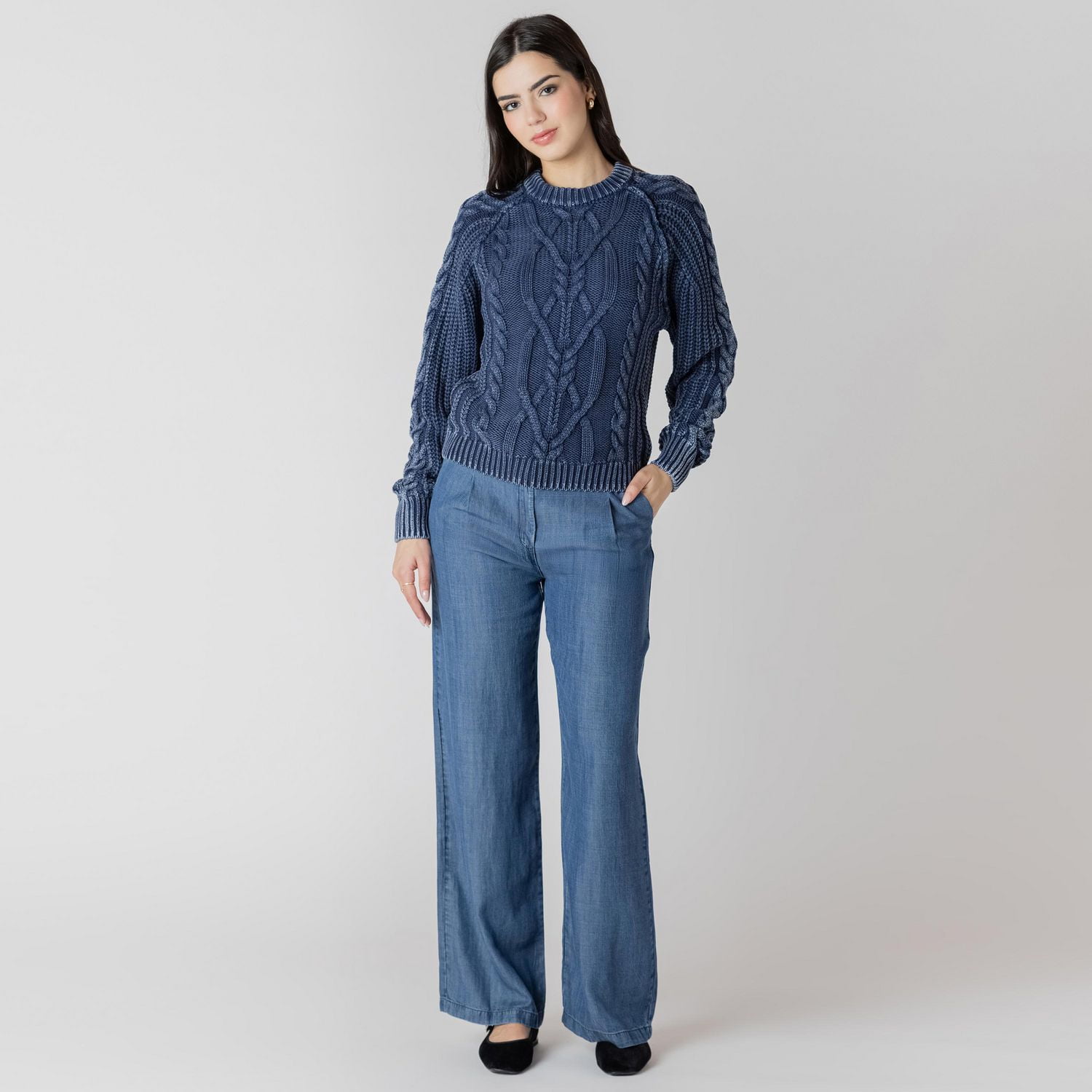 Devoted long sleeve cable knit sweater