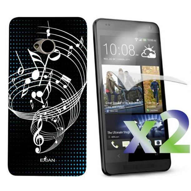 Étui Exian pour HTC One à motif de notes de musique - noir