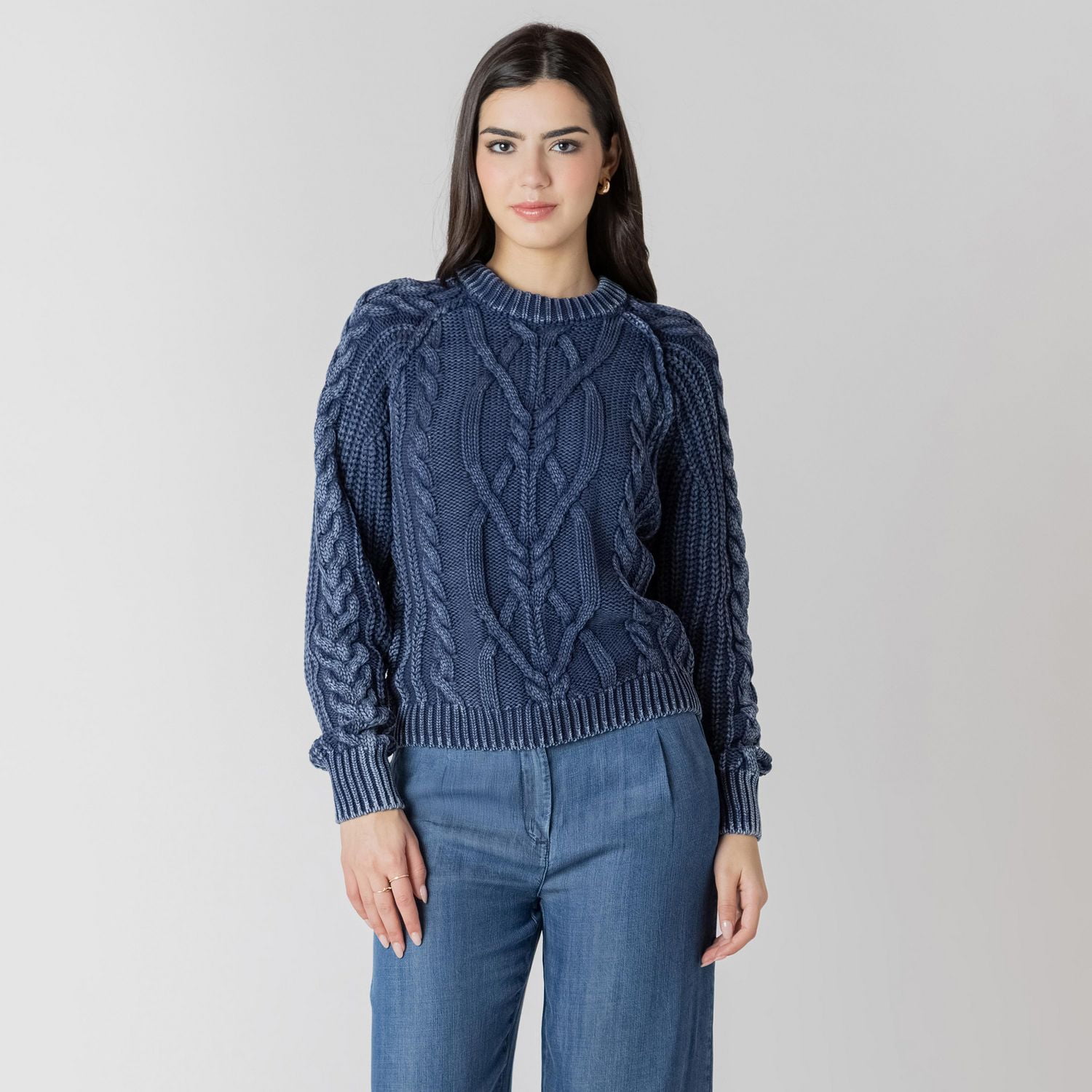 Devoted long sleeve cable knit sweater