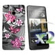 Étui Exian pour HTC One à motif floral - noir et rose – image 1 sur 2