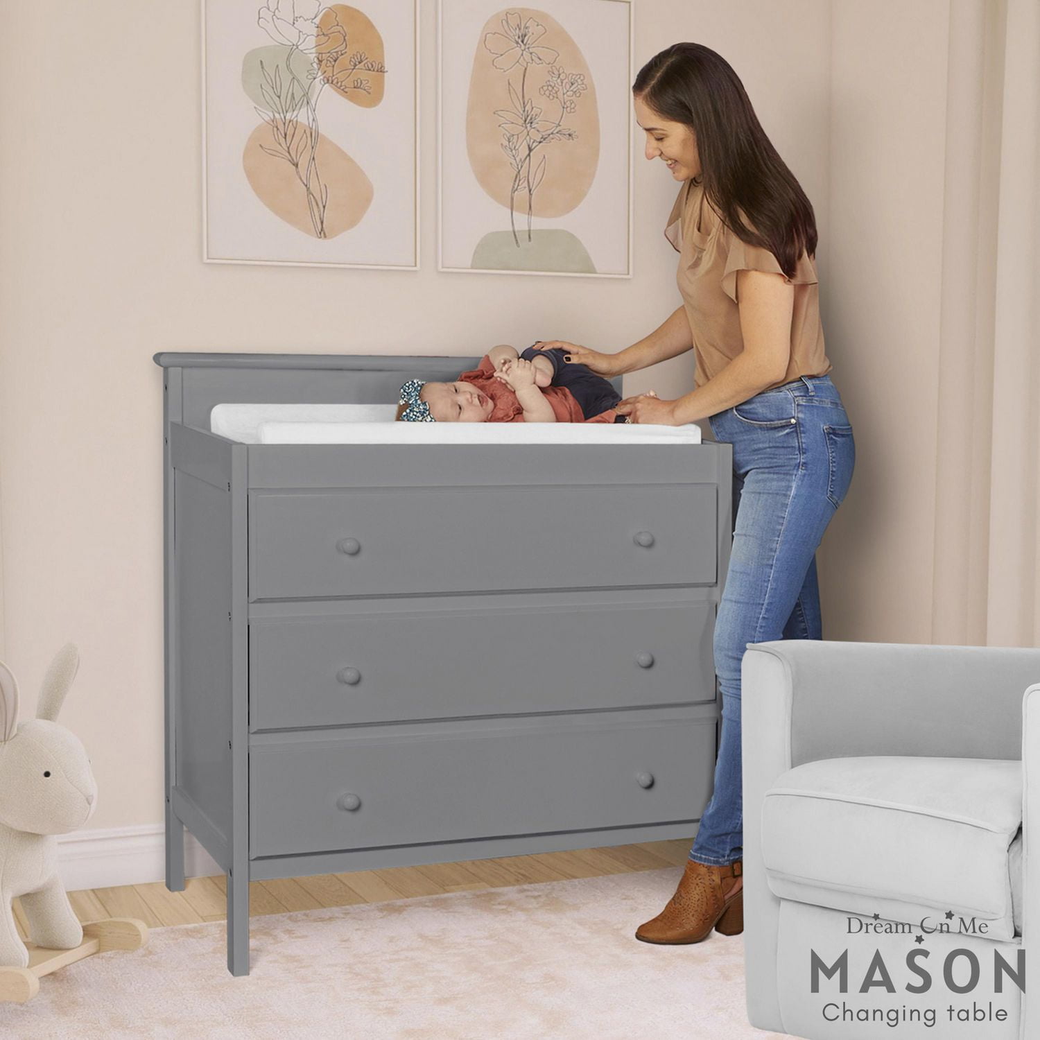 Dream On Me Mason Modern Changing Table In Grey