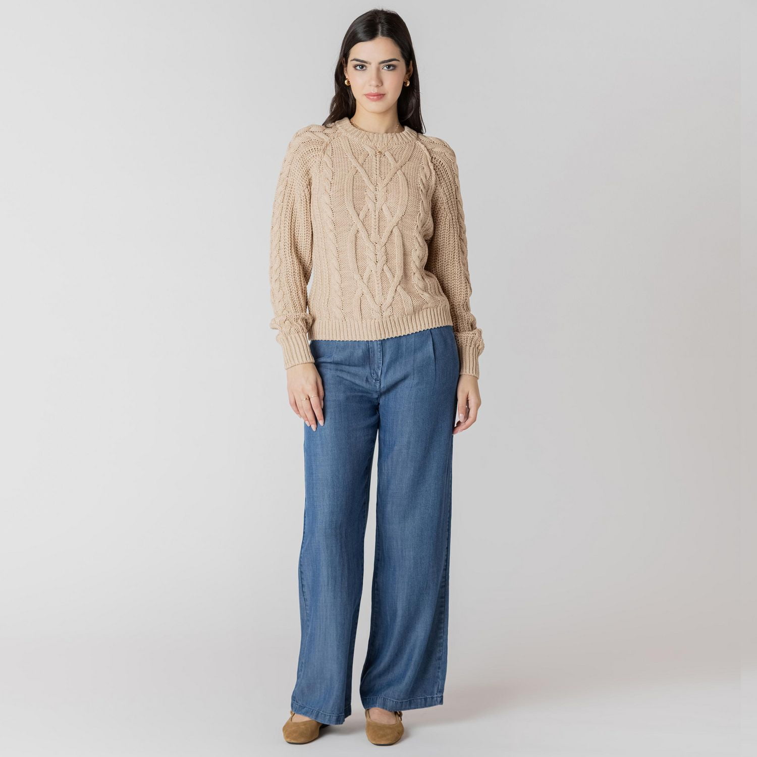 Devoted Pull à manches longues en maille torsadée