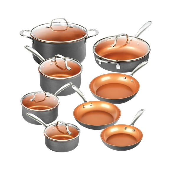 Ensemble de casseroles et poêles Gotham Steel en céramique anodisée dure sans PFOA, batterie de cuisine antiadhésive Pro 13 pièces