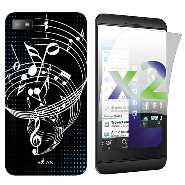 Étui Exian pour Blackberry Z10 à motif de notes de musique - noir