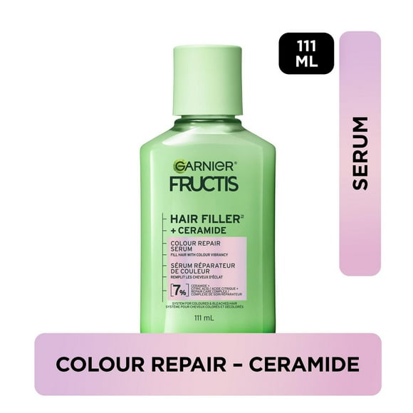 Garnier Fructis Hair Filler + Ceramide Color Repair Sulfate-Free Serum, for Colored and Bleached Hair, up to 9X Smoother Hair & 4 weeks of Vibrant Color, 300ml, Fill with colour vibrancy