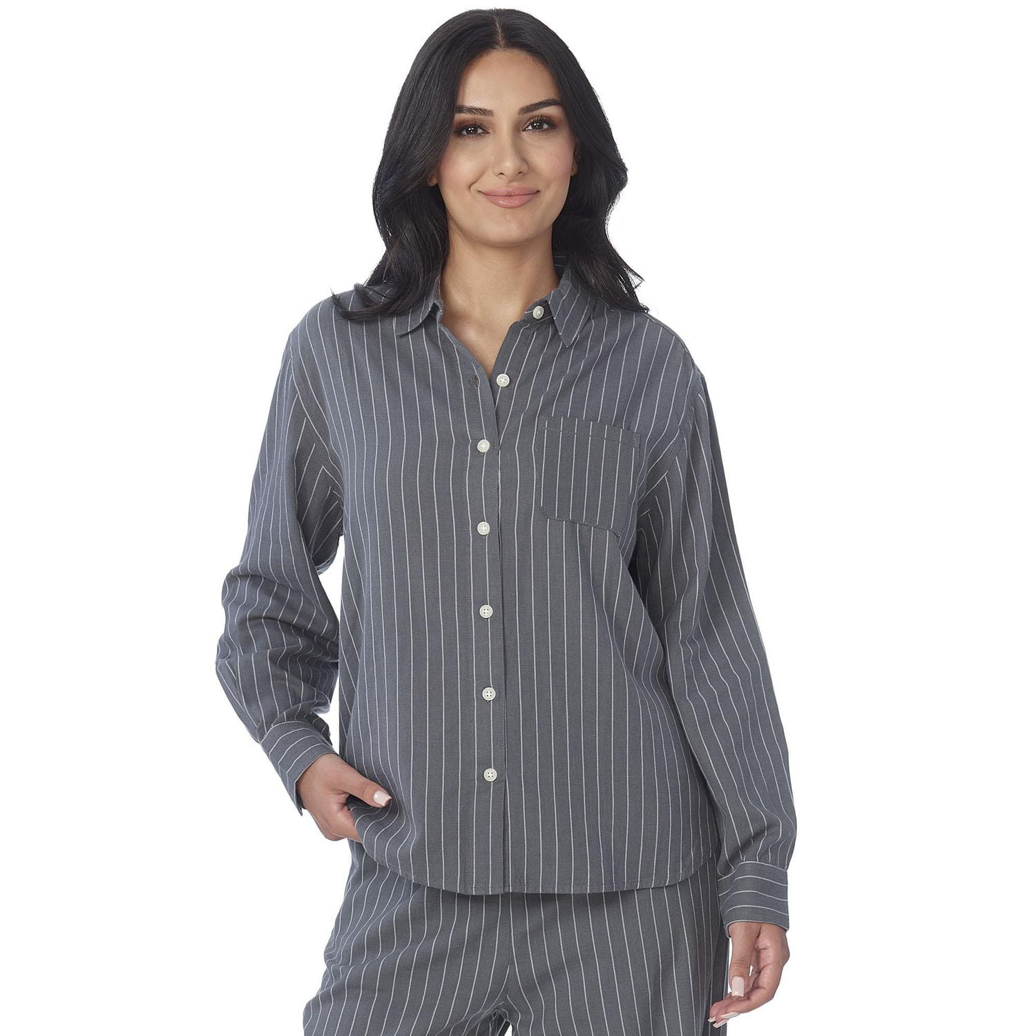 Secret Flannelette Oversize Pinstripe Shirt - Online exclusive