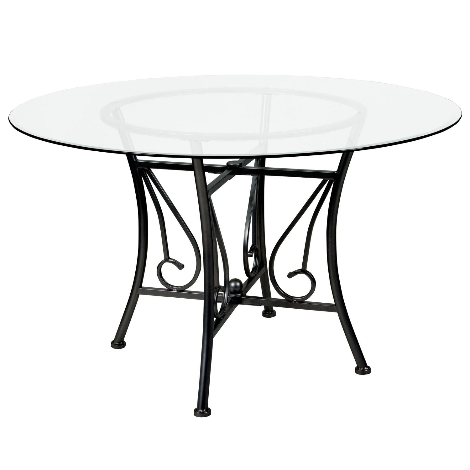 Princeton 48 Round Glass Dining Table With Black Metal Frame Walmart Canada 6839