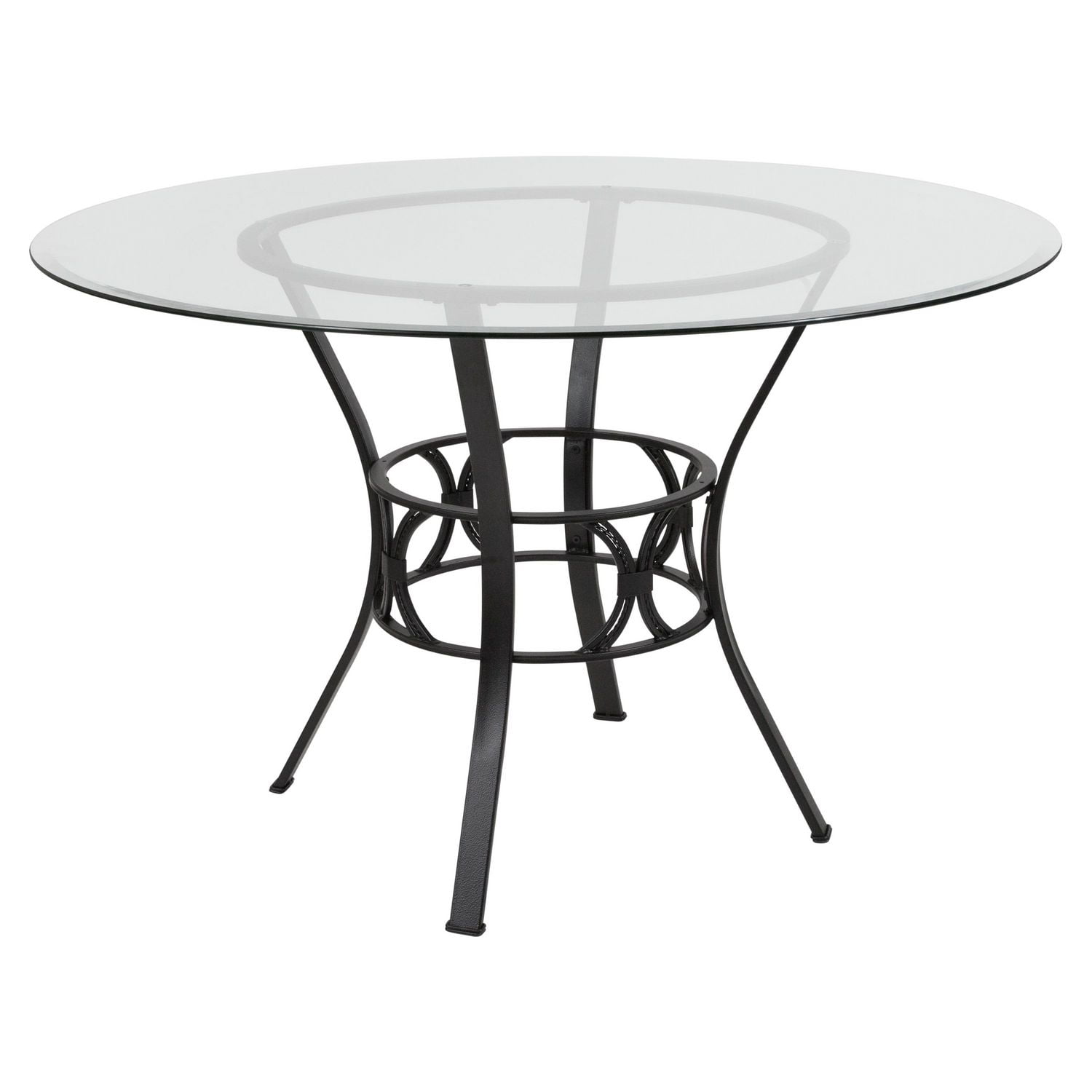 Carlisle 48'' Round Glass Dining Table with Black Metal Frame Walmart