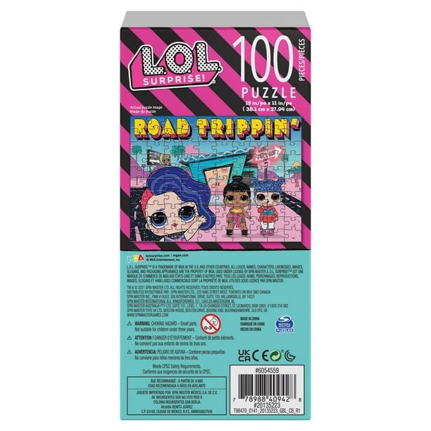 L.O.L. Surprise!, Puzzle de 100 pièces, Fashionable Dolls Road Trippin',  illustrations colorées avec boîte verticale, pour les enfants à partir de 4  ans