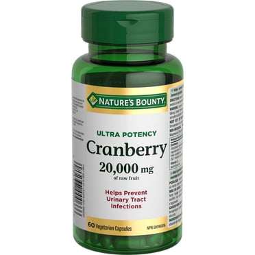 NATURE'S BOUNTY Cranberry, Ultra Potency, 20,000 mg, Helps Prevent Urinary Tract Infections, Helps Support Immune Function, Vegetarian, Capsules 60.0 g