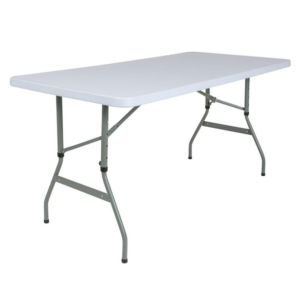 Table pliante en plastique blanc granite réglable en hauteur sur 5 pieds 