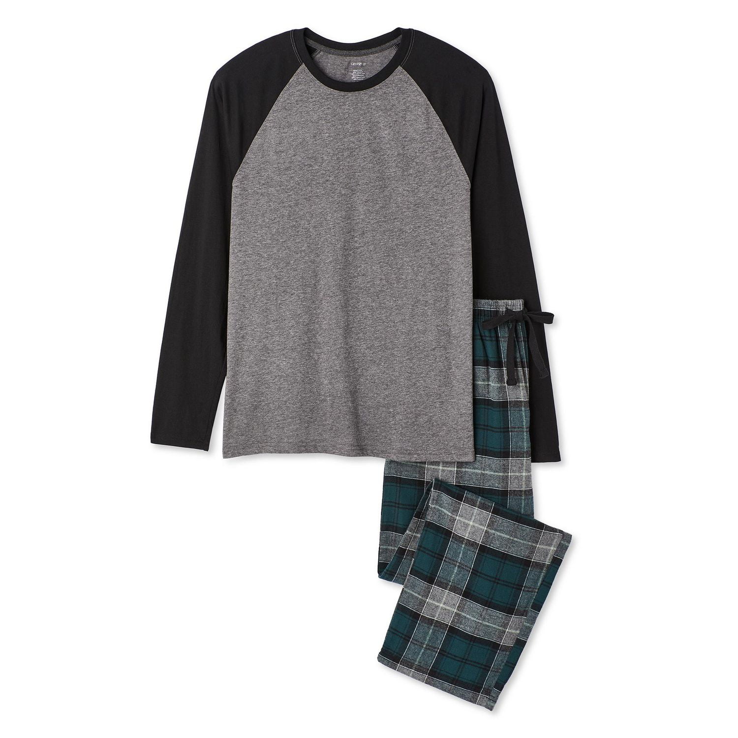 Pyjama à manches raglan 2 pièces George pour hommes Tailles P-2XL