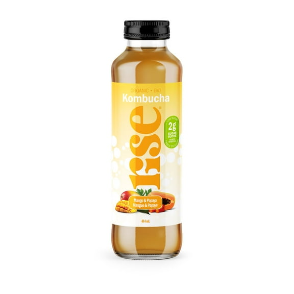 RISE 1g Kombucha Mango & Papaya, 414mL