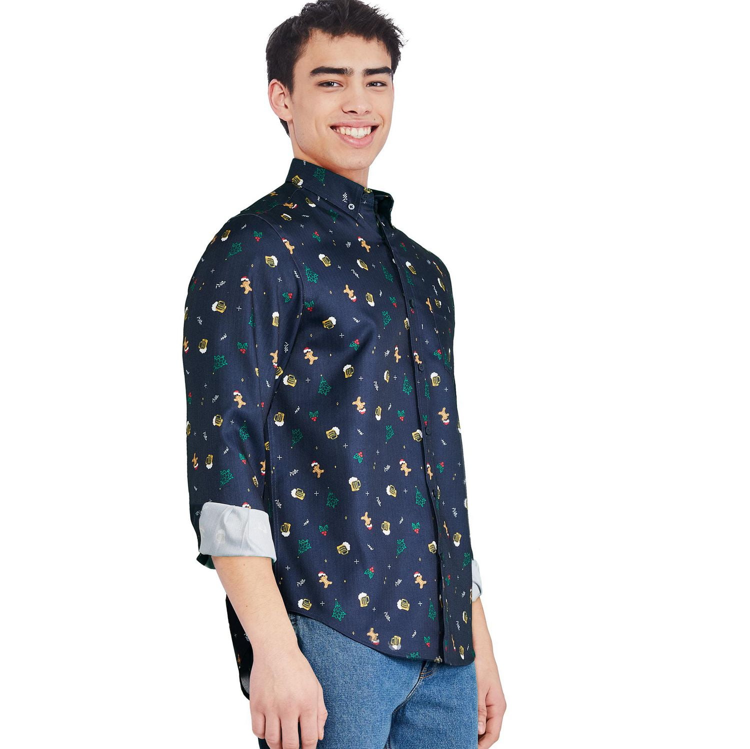 George Men's Holiday Button-Down Shirt