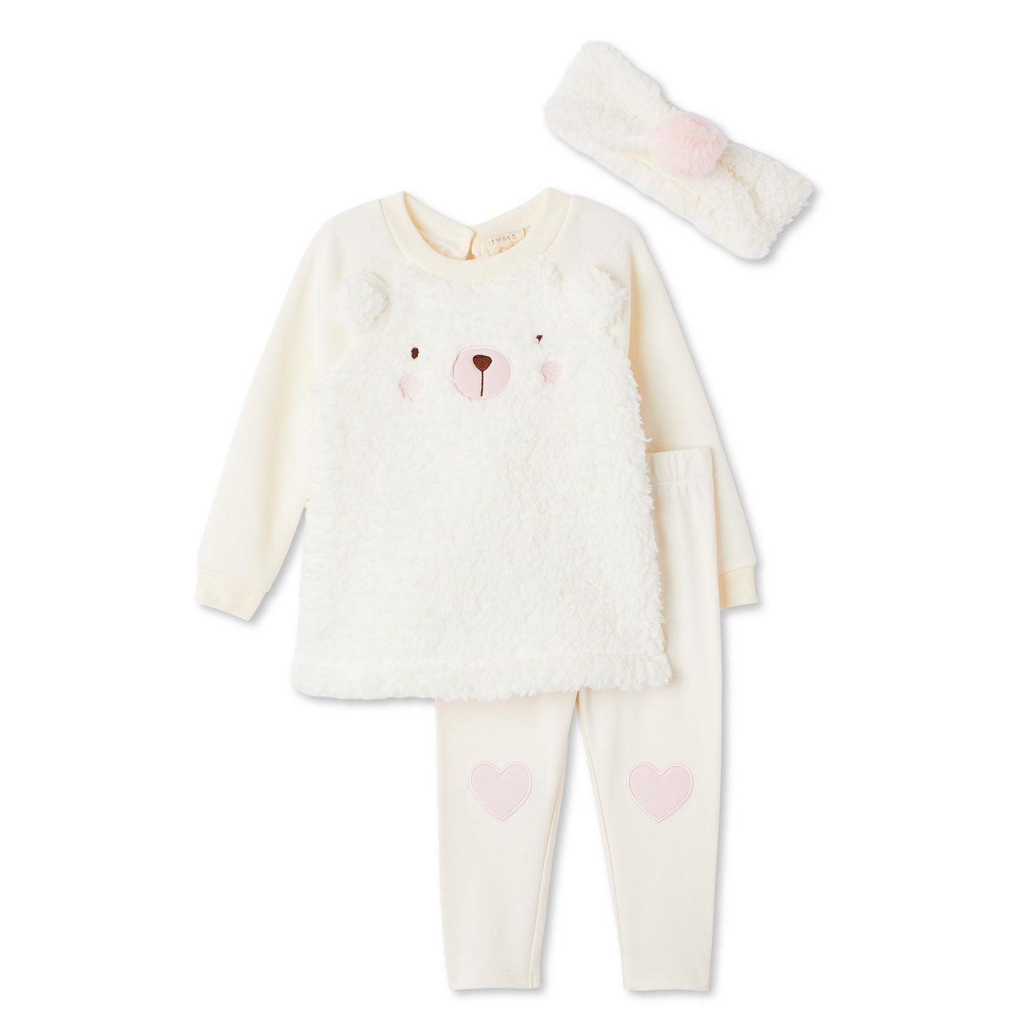 Btween Baby Girls' Plush Top 3-Piece Set